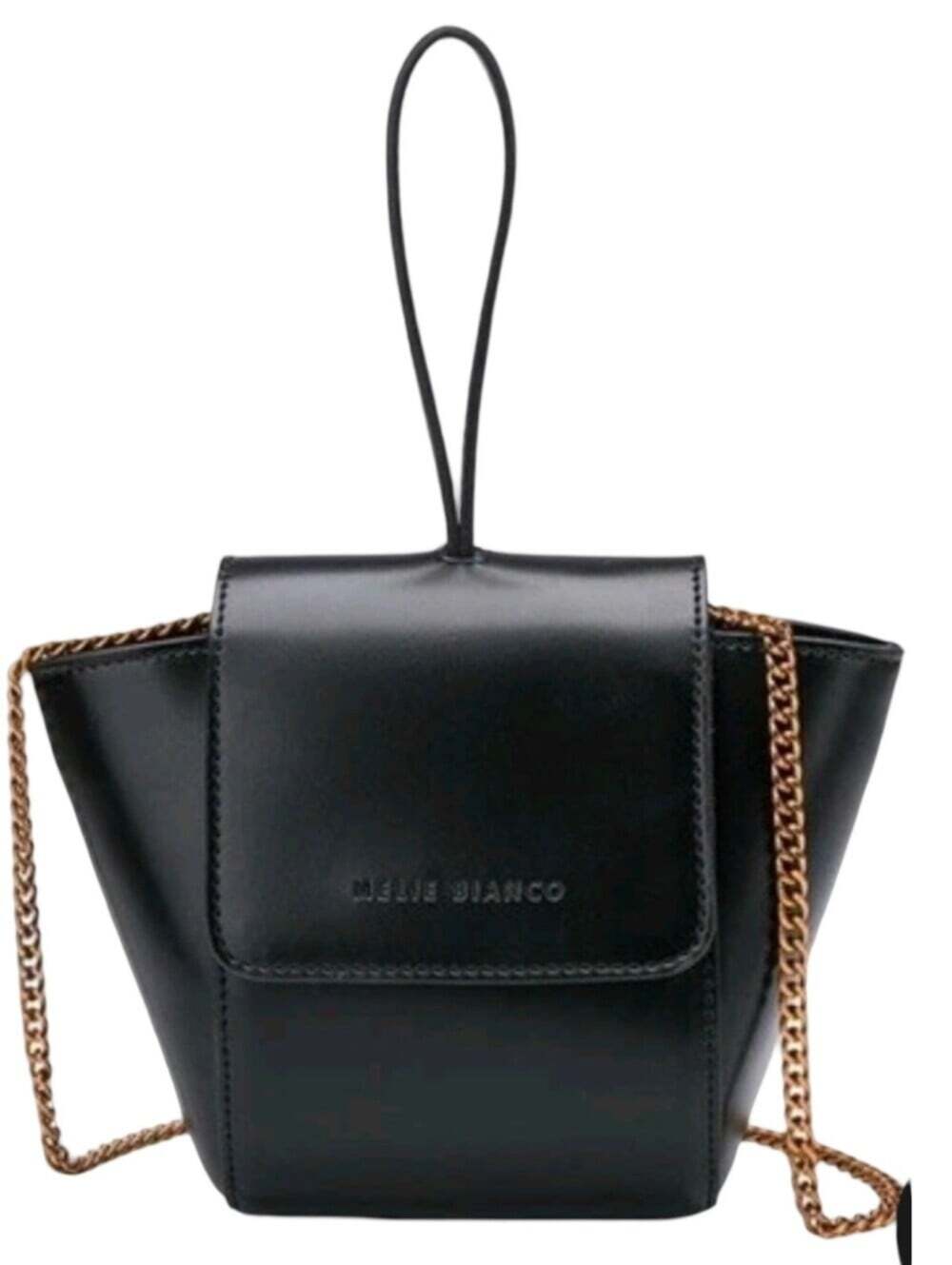Anthropologie Melie Bianco Adele wristlet crossbody in black vegan leather.